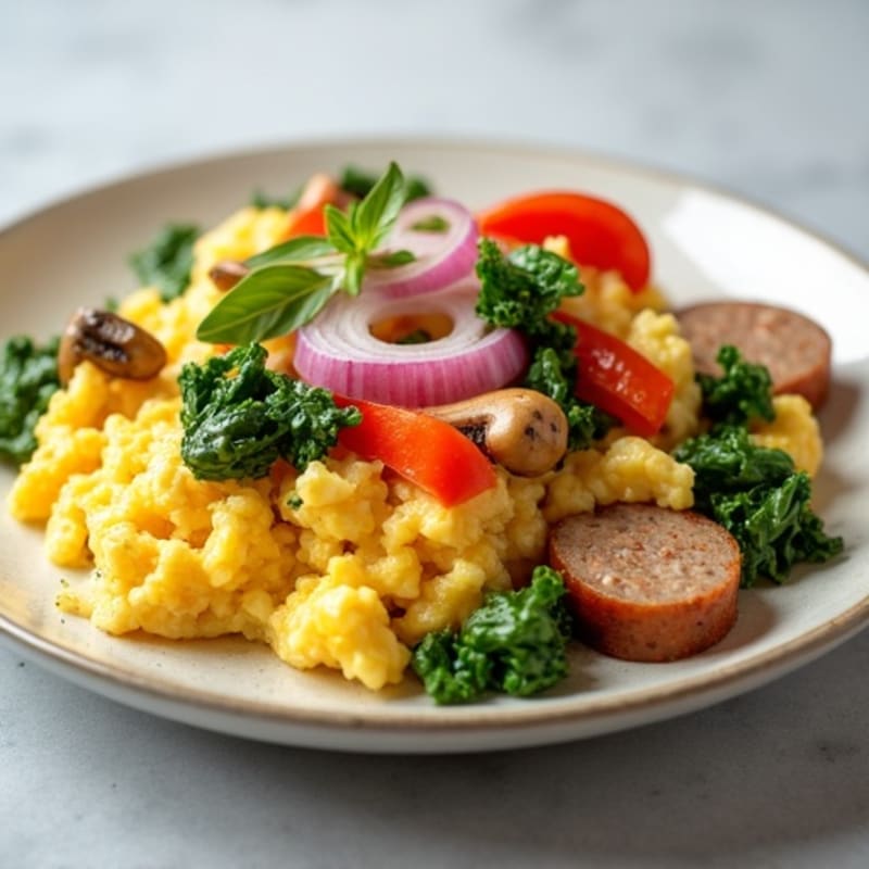 Fluffy Egg and Fresh Vegetable Scramble