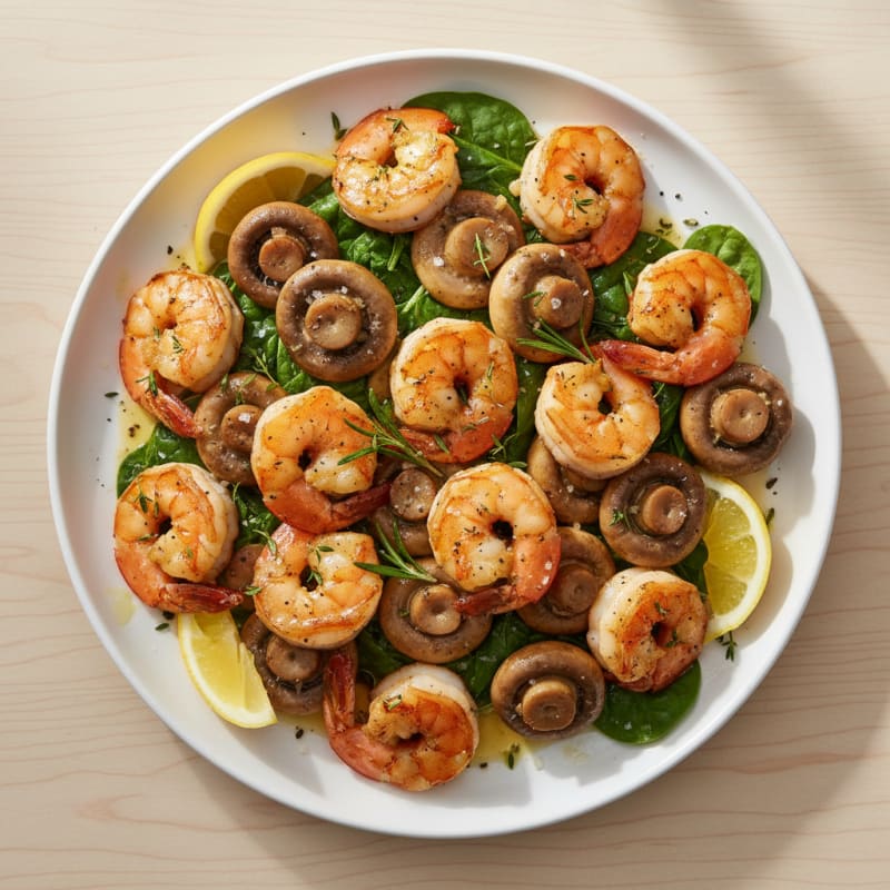 Roasted Garlic Butter Mushrooms and Shrimp