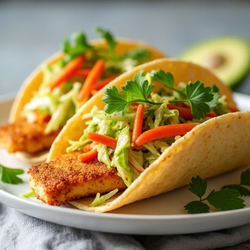 Crispy Baked Fish Tacos with Fresh Cabbage Slaw