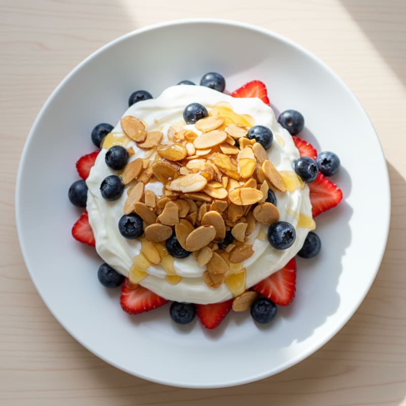 Greek Yogurt Parfait with Mixed Berries and Almond Crunch