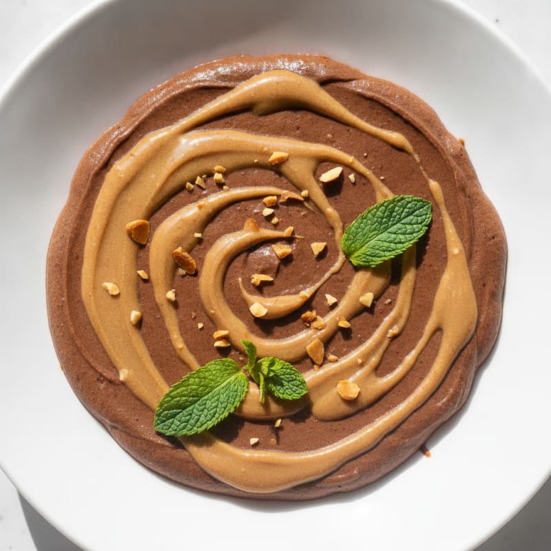 Silky Protein Chocolate Pudding with Almond Butter Swirl
