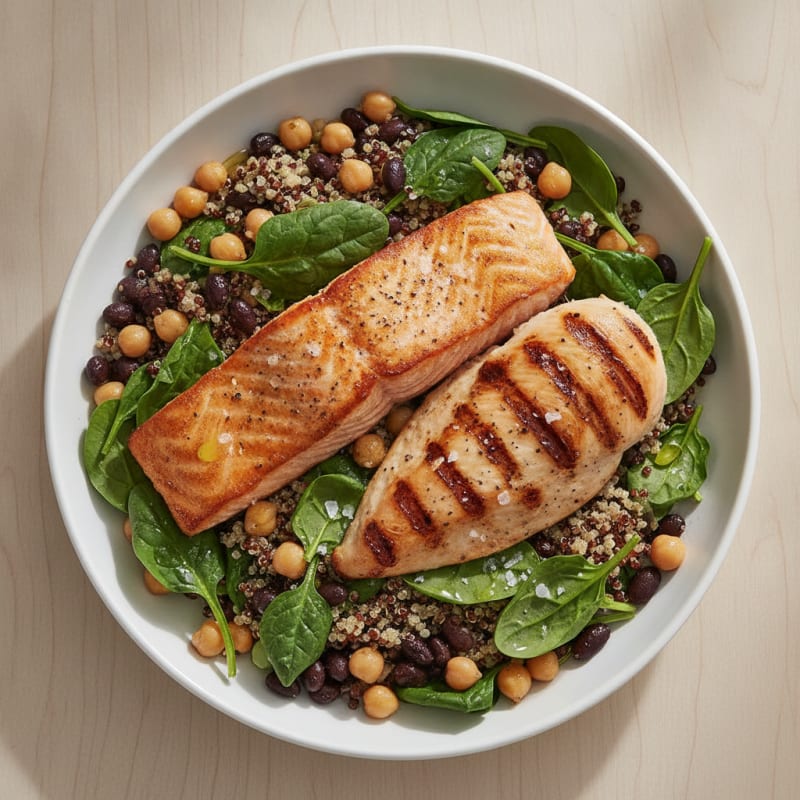 Salmon and Chicken Power Bowl