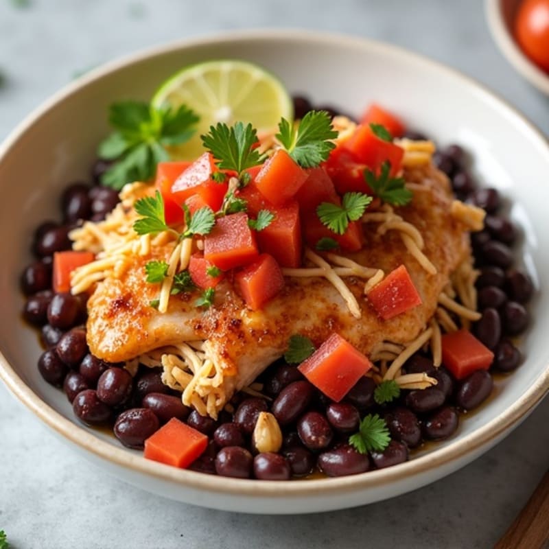 Tender Shredded Salsa Chicken with Black Beans