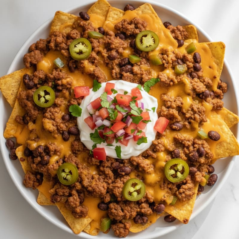 Loaded Beef and Bean Nachos
