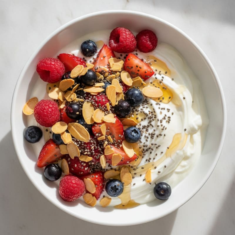 Creamy Greek Yogurt Bowl with Mixed Berries and Chia Seeds