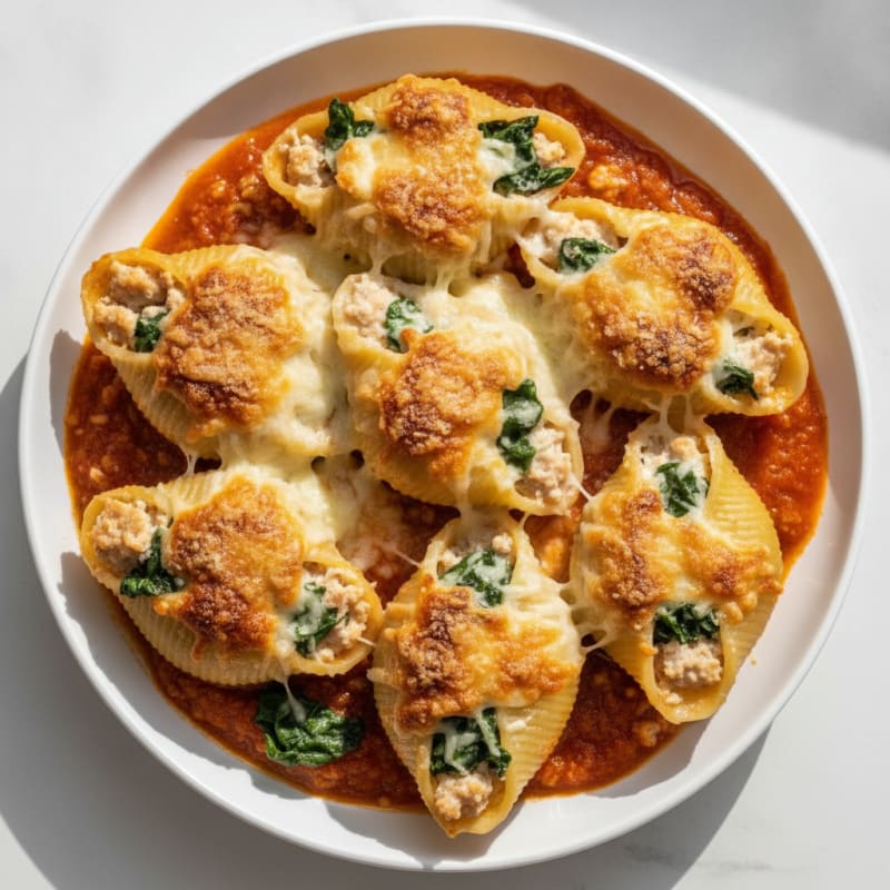 Spinach Ricotta Stuffed Shells with Marinara