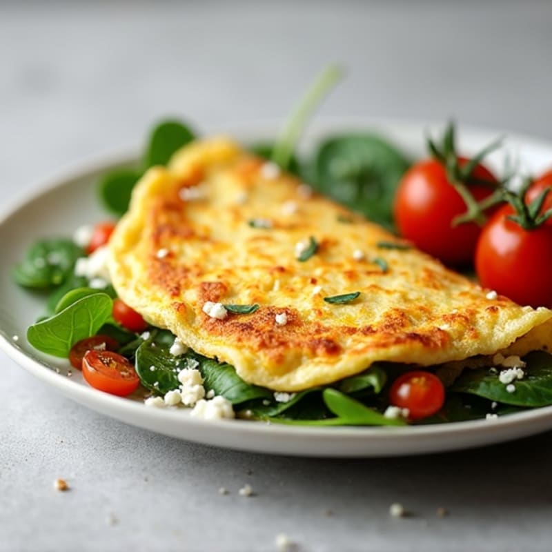 Fluffy Spinach Feta Egg White Omelette