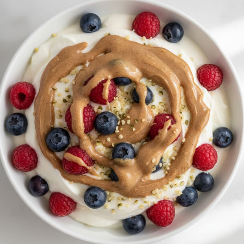 Greek Yogurt Parfait with Mixed Berries and Almond Butter