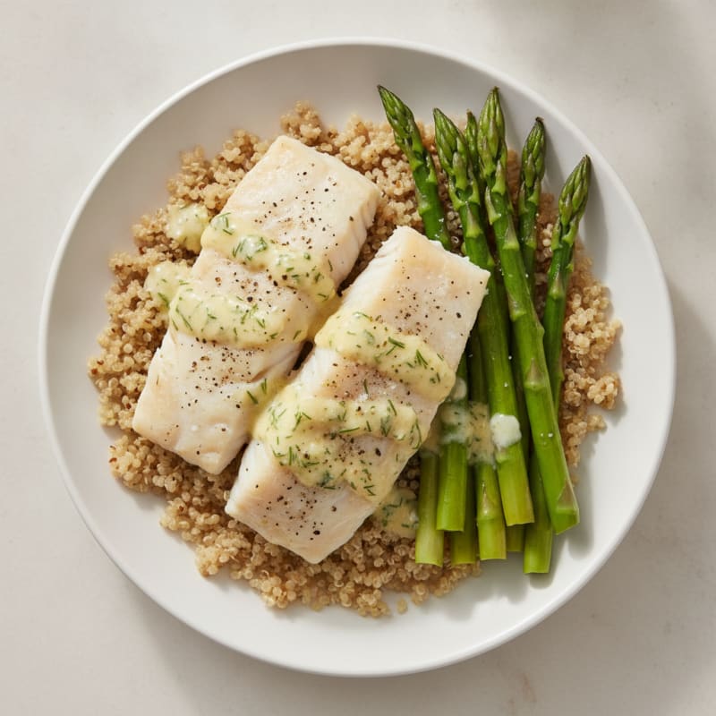 Steamed Cod with Lemon-Dill Sauce