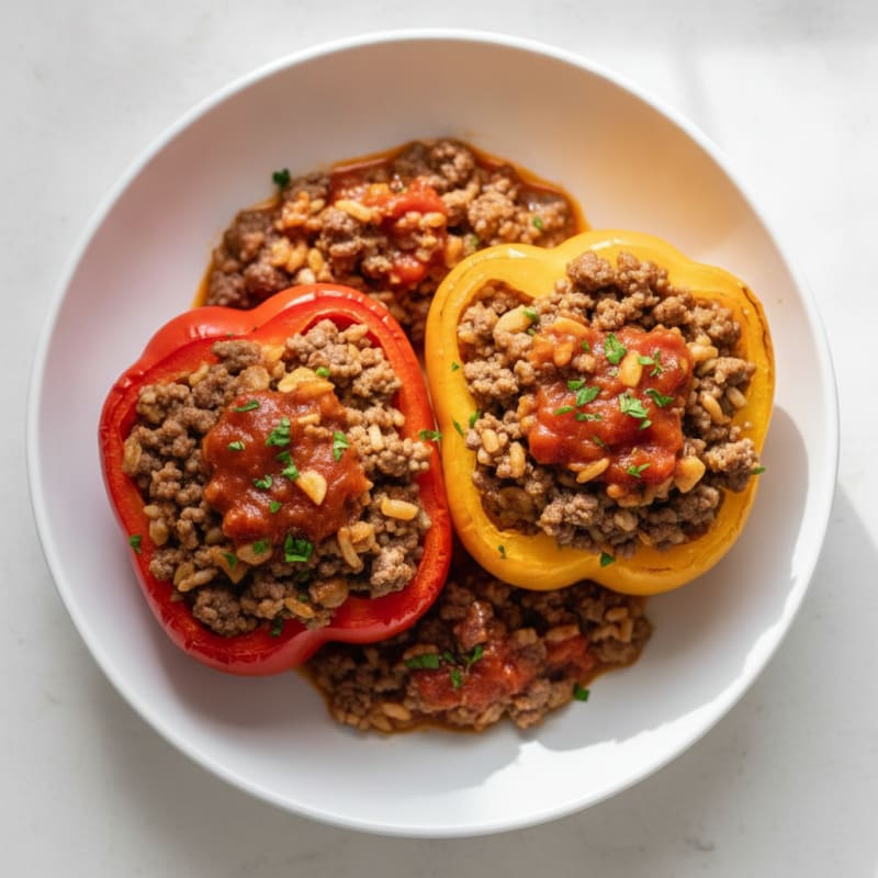 Beef and Rice Stuffed Bell Peppers