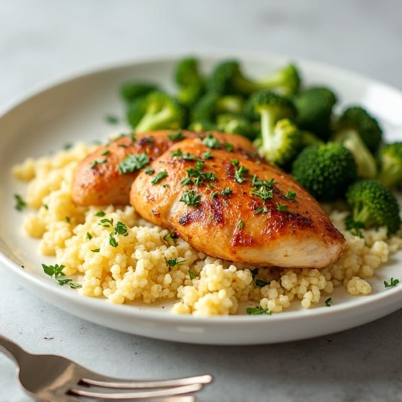 Herb-Roasted Chicken with Lemon Garlic Cauliflower Rice