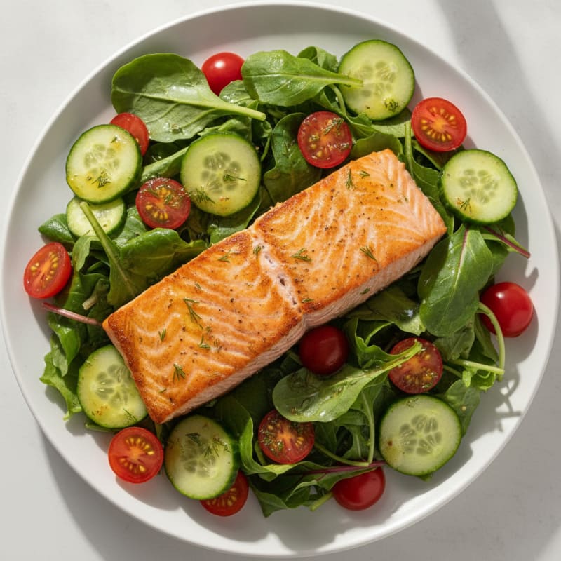 Pan-Seared Salmon Salad with Lemon-Dill Vinaigrette