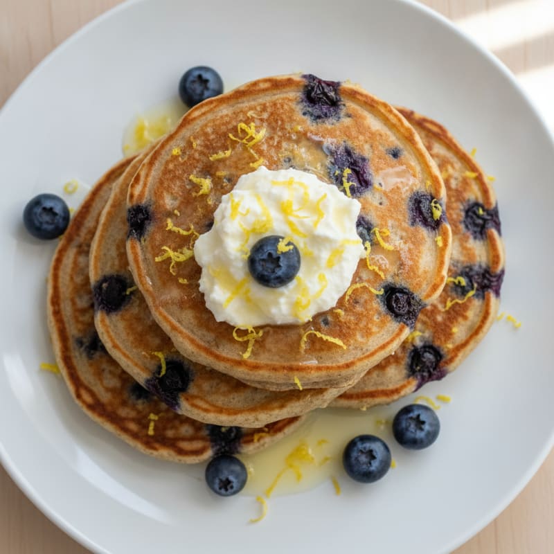 Blueberry Ricotta Pancakes with Lemon Zest