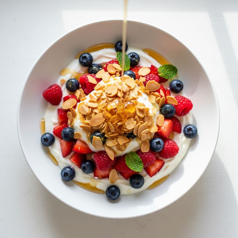 Creamy Greek Yogurt Parfait with Mixed Berries and Toasted Almonds