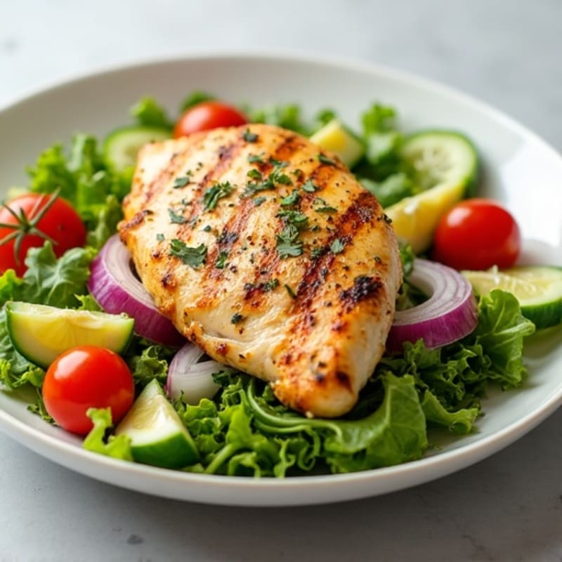 Grilled Lemon Herb Chicken Salad with Mixed Greens