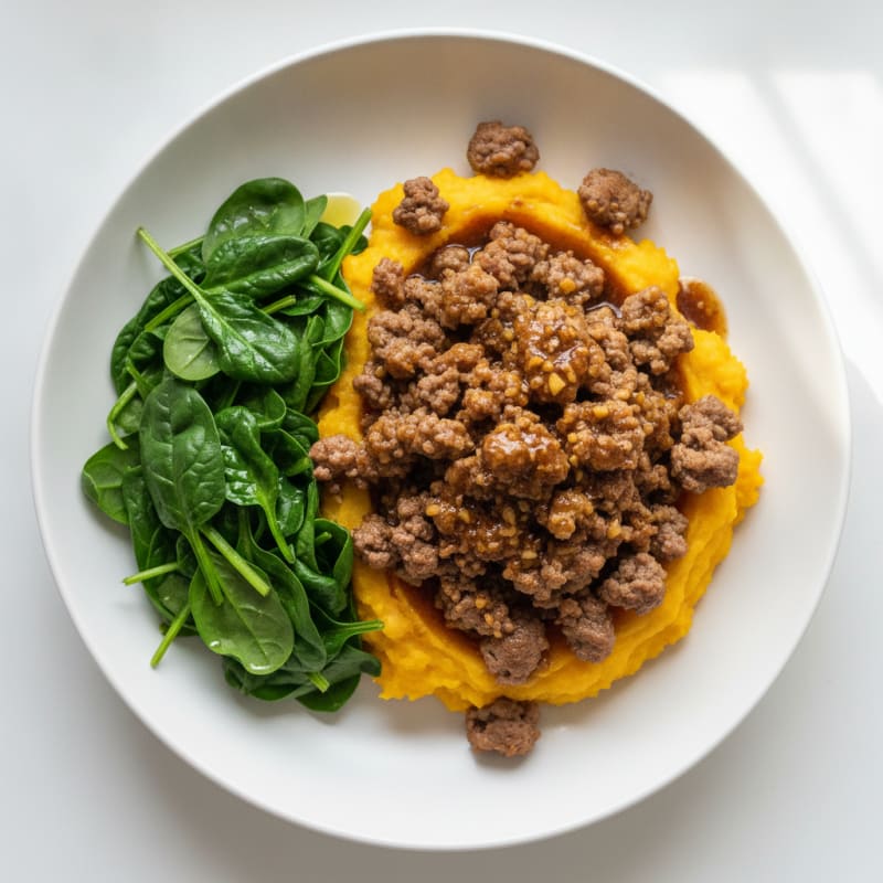 Lean Beef and Potato Mash with Steamed Greens