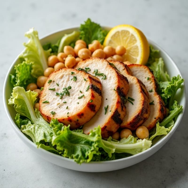 Grilled Turkey Breast Salad with Crisp Romaine and Chickpeas
