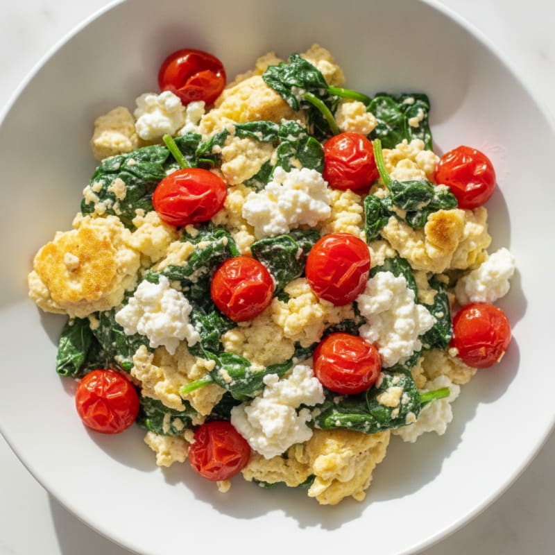 Egg White Scramble with Spinach and Cottage Cheese