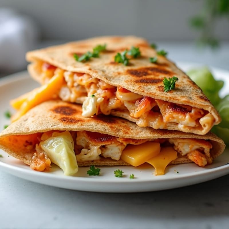 Healthy BBQ Chicken Quesadilla with Crispy Slaw