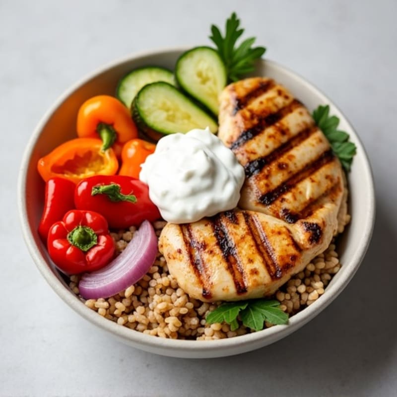 Grilled Chicken and Veggie Bowl with Brown Rice
