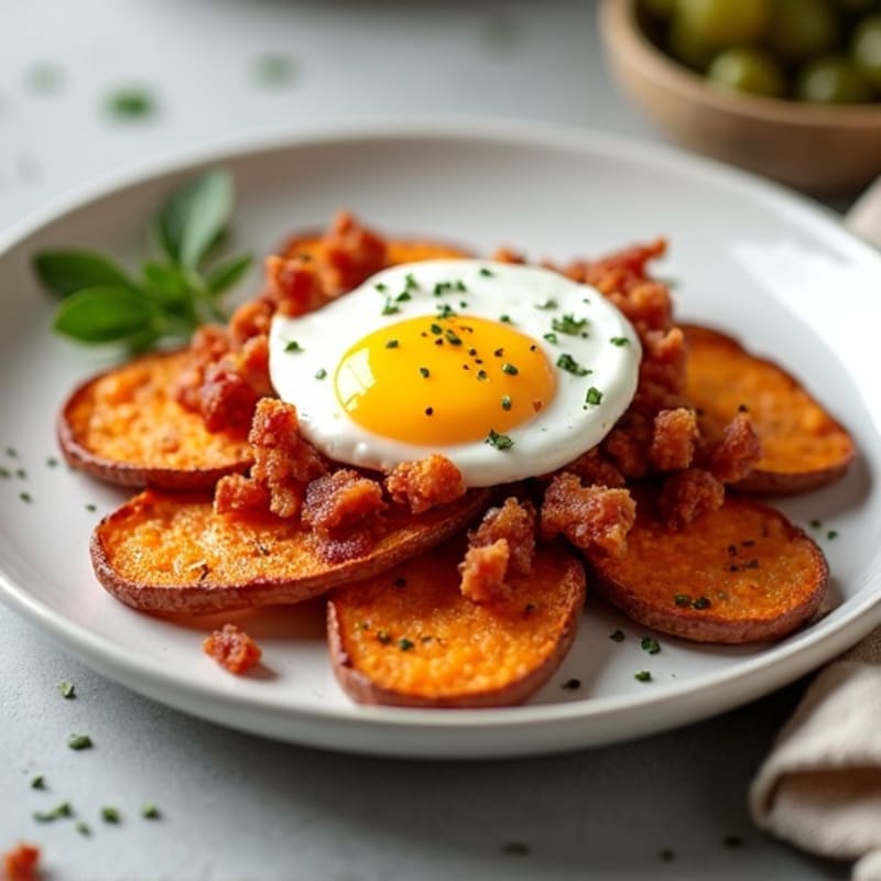 Crispy Sweet Potato Wedges with Turkey Bacon Crumbles