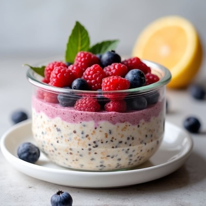 Creamy Vanilla Berry Overnight Oats with Chia Seeds