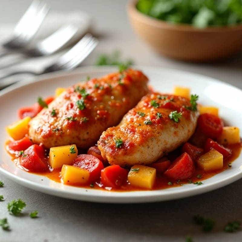 Slow-Cooked Chicken with Bell Peppers and Rich Tomato Sauce