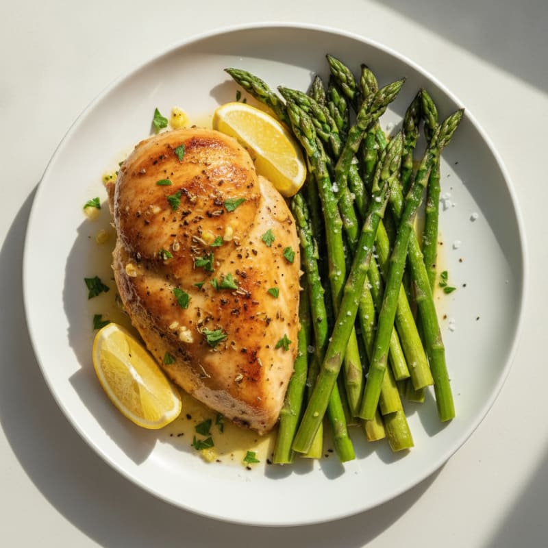 Lemon Herb Roasted Chicken with Asparagus