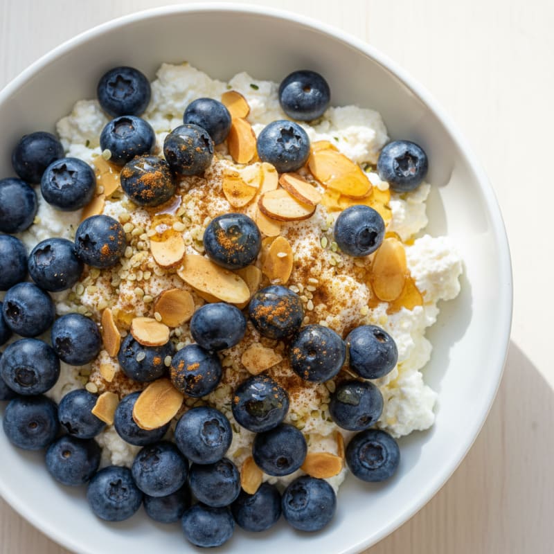 Cottage Cheese and Berry Protein Bowl with Almonds