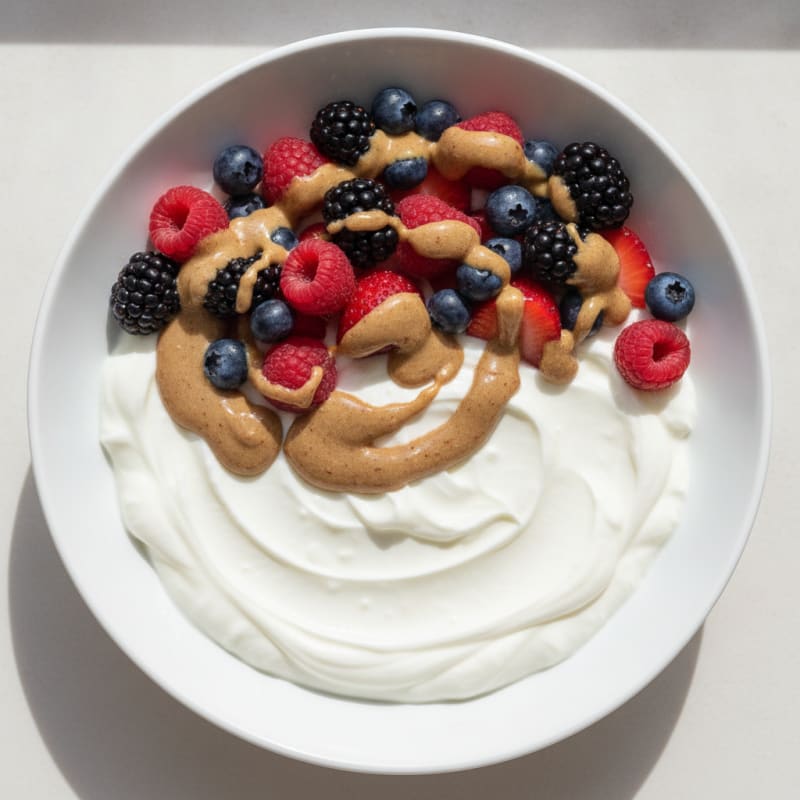 Silky Greek Yogurt Protein Bowl with Mixed Berries and Almond Butter