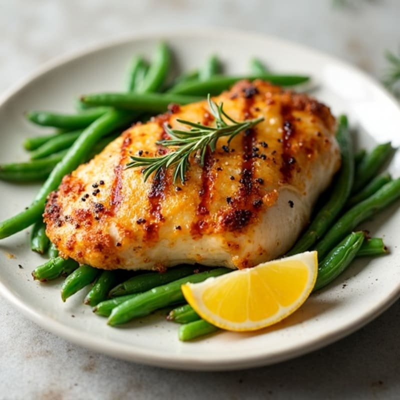 Crispy Lemon-Herb Roasted Chicken with Fresh Green Beans