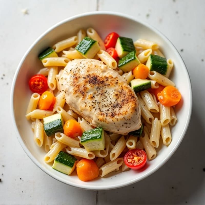 Creamy Chicken Pasta with Roasted Vegetables