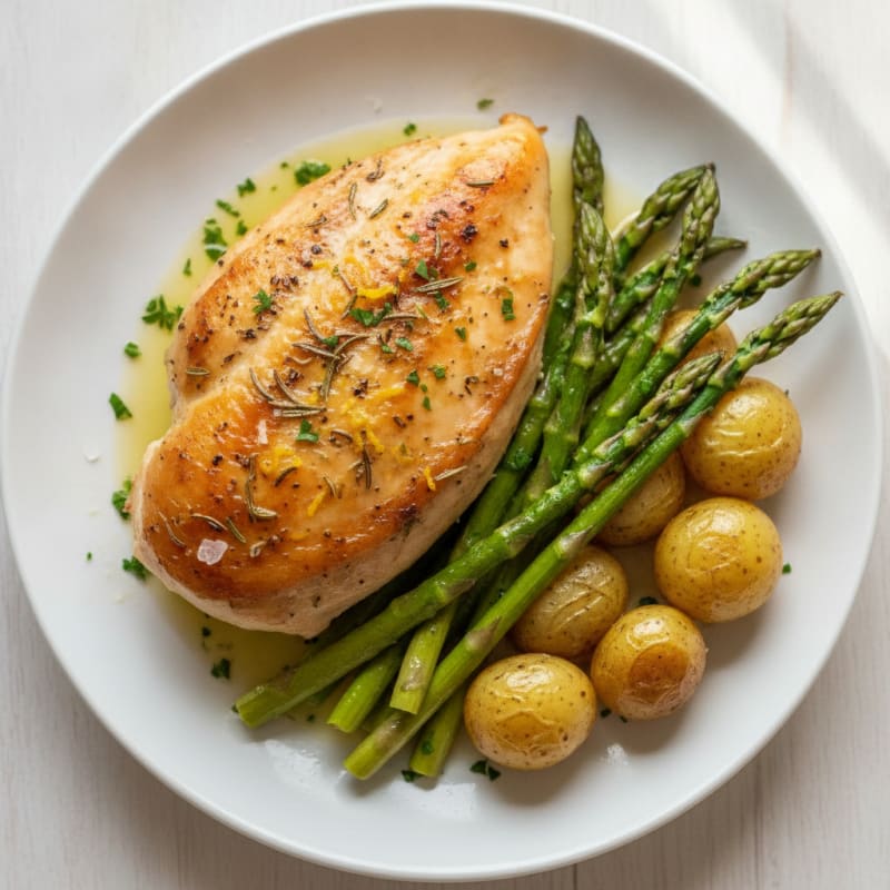 Lemon Herb Roasted Chicken with Asparagus
