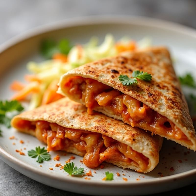 Crispy BBQ Chicken Quesadilla with Fresh Slaw