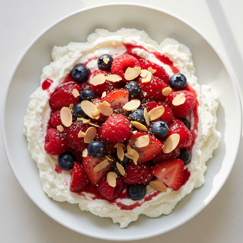 Silky Greek Yogurt Protein Pudding with Mixed Berries