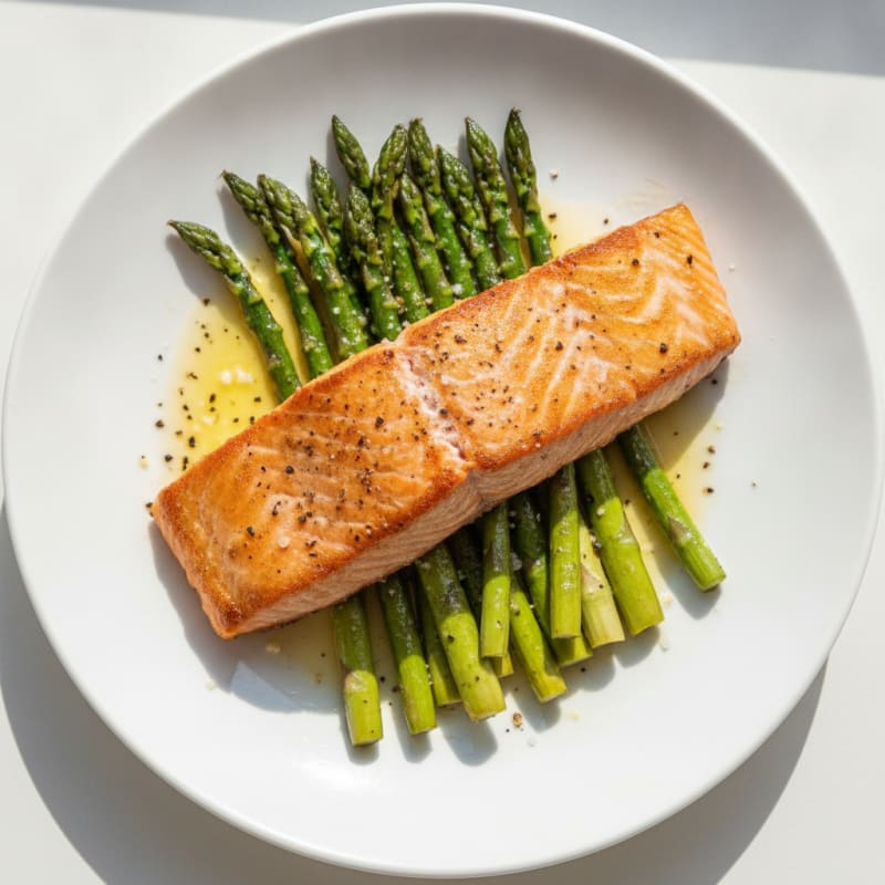 Pan-Seared Salmon with Roasted Asparagus