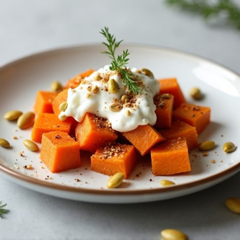 Roasted Sweet Potato with Creamy Cottage Cheese and Toasted Pepitas