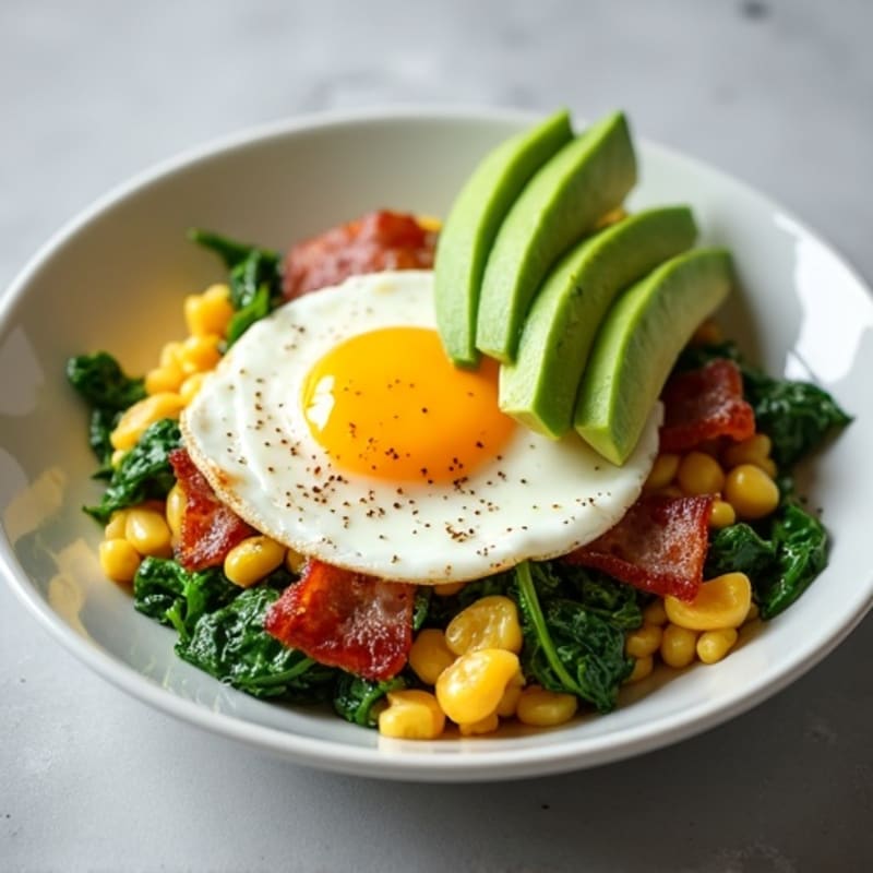Cottage Cheese Scramble with Spinach and Turkey Bacon