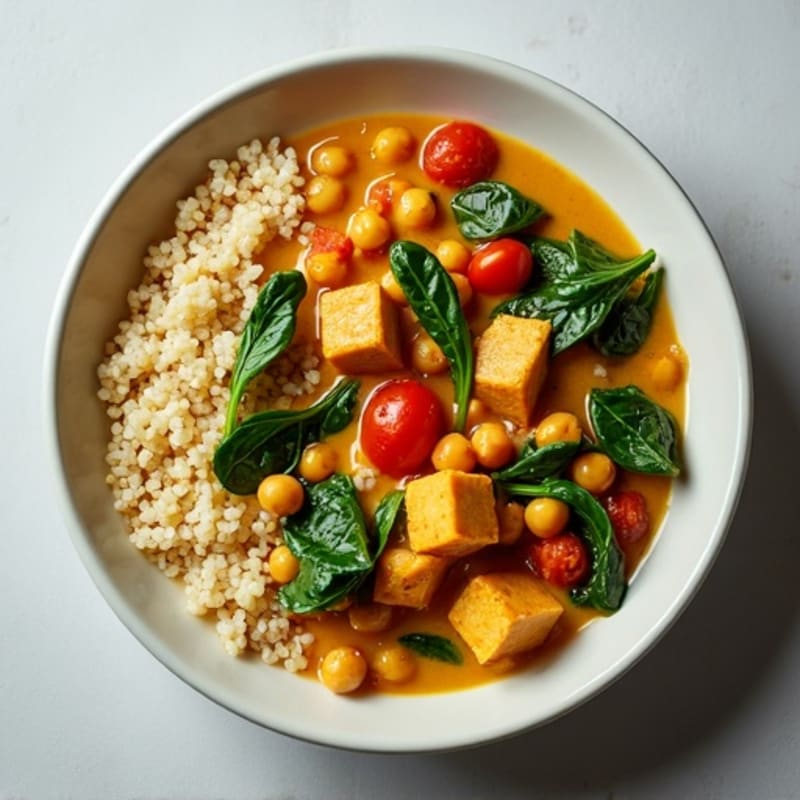 Creamy Coconut Chickpea and Spinach Curry Bowl