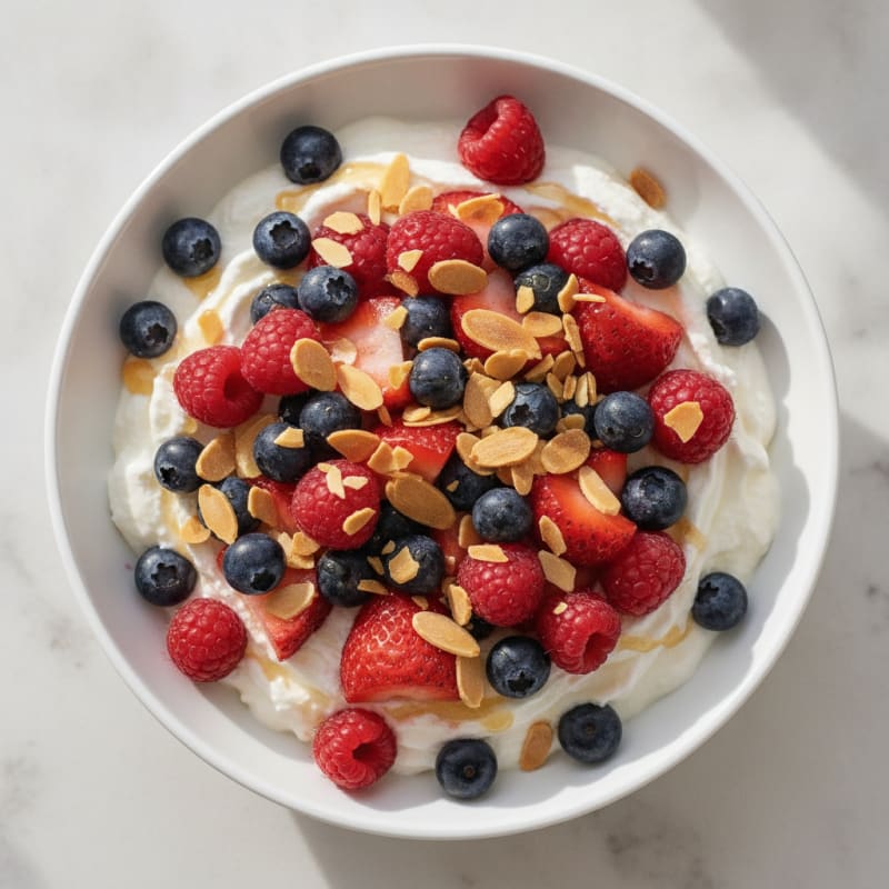 Greek Yogurt Protein Bowl with Mixed Berries and Almonds