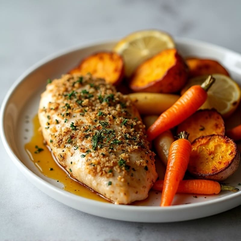 Herb-Crusted Sheet Pan Chicken with Roasted Root Vegetables