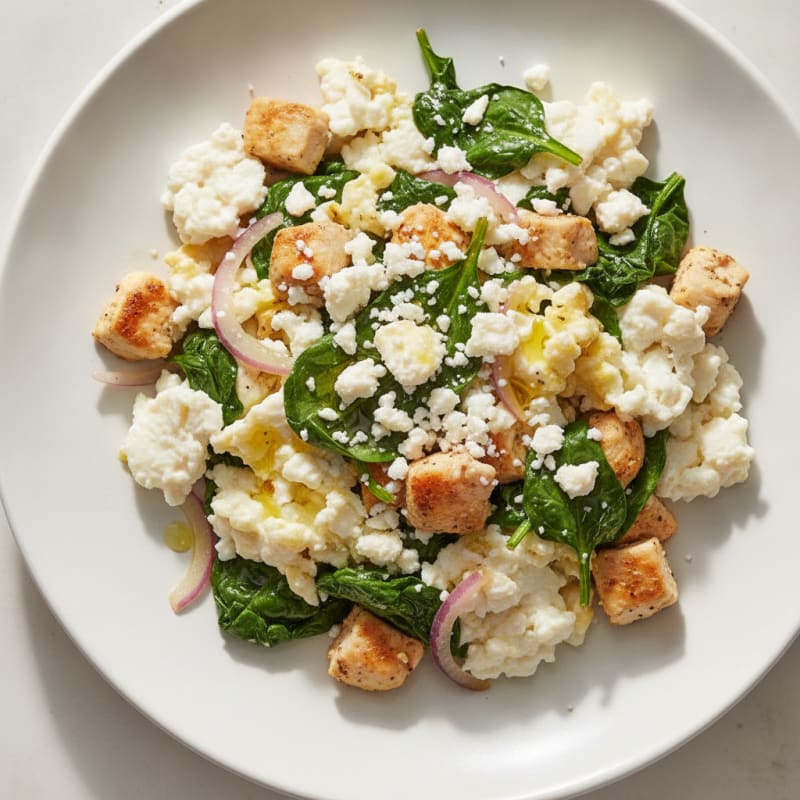 Egg White and Chicken Spinach Scramble