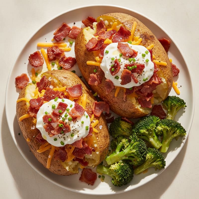 Loaded Baked Potatoes with Crispy Bacon