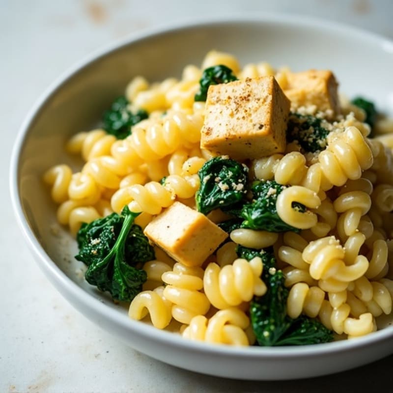 Creamy Cashew Alfredo Pasta with Sautéed Spinach