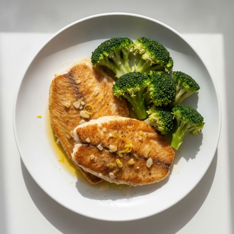 Lemon Garlic Tilapia with Steamed Broccoli