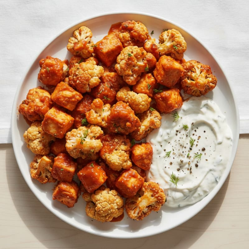 Buffalo Cauliflower Bites with Ranch Dip