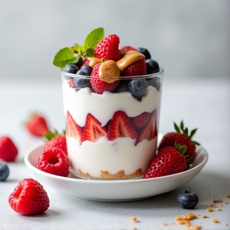 Greek Yogurt Parfait with Mixed Berries and Almond Butter