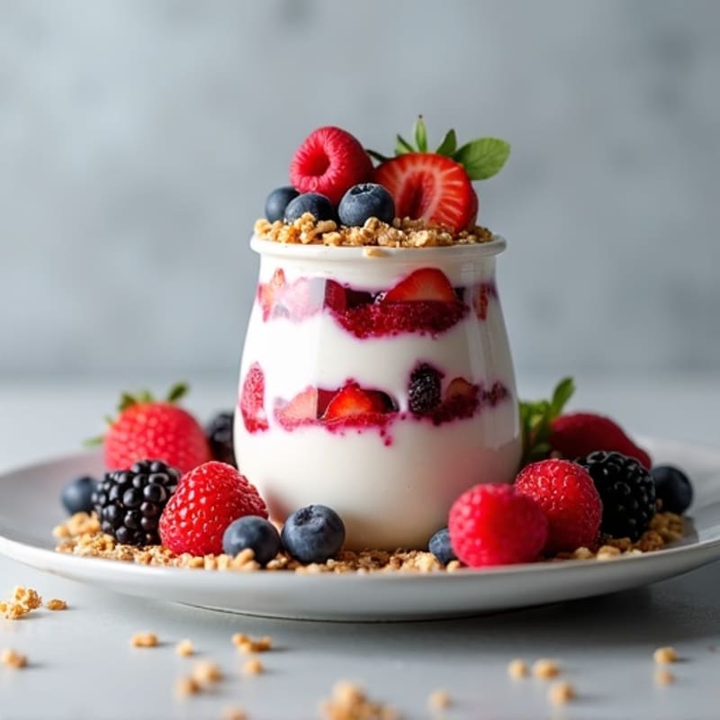 Greek Yogurt Protein Parfait with Mixed Berries