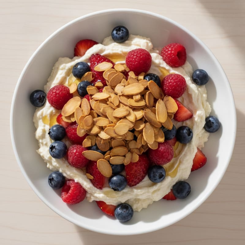 Greek Yogurt Protein Parfait with Mixed Berries and Almonds