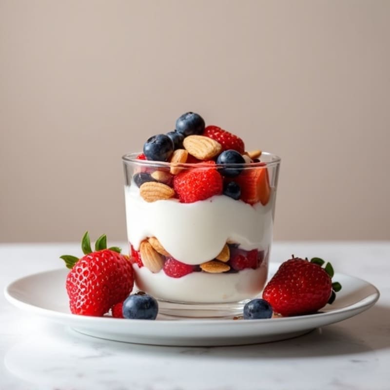 Greek Yogurt Protein Parfait with Berries and Almonds